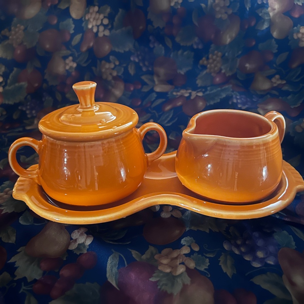 Be Spring/Summer Ready! Fiesta ware Tangerine Sugar & Creamer Set